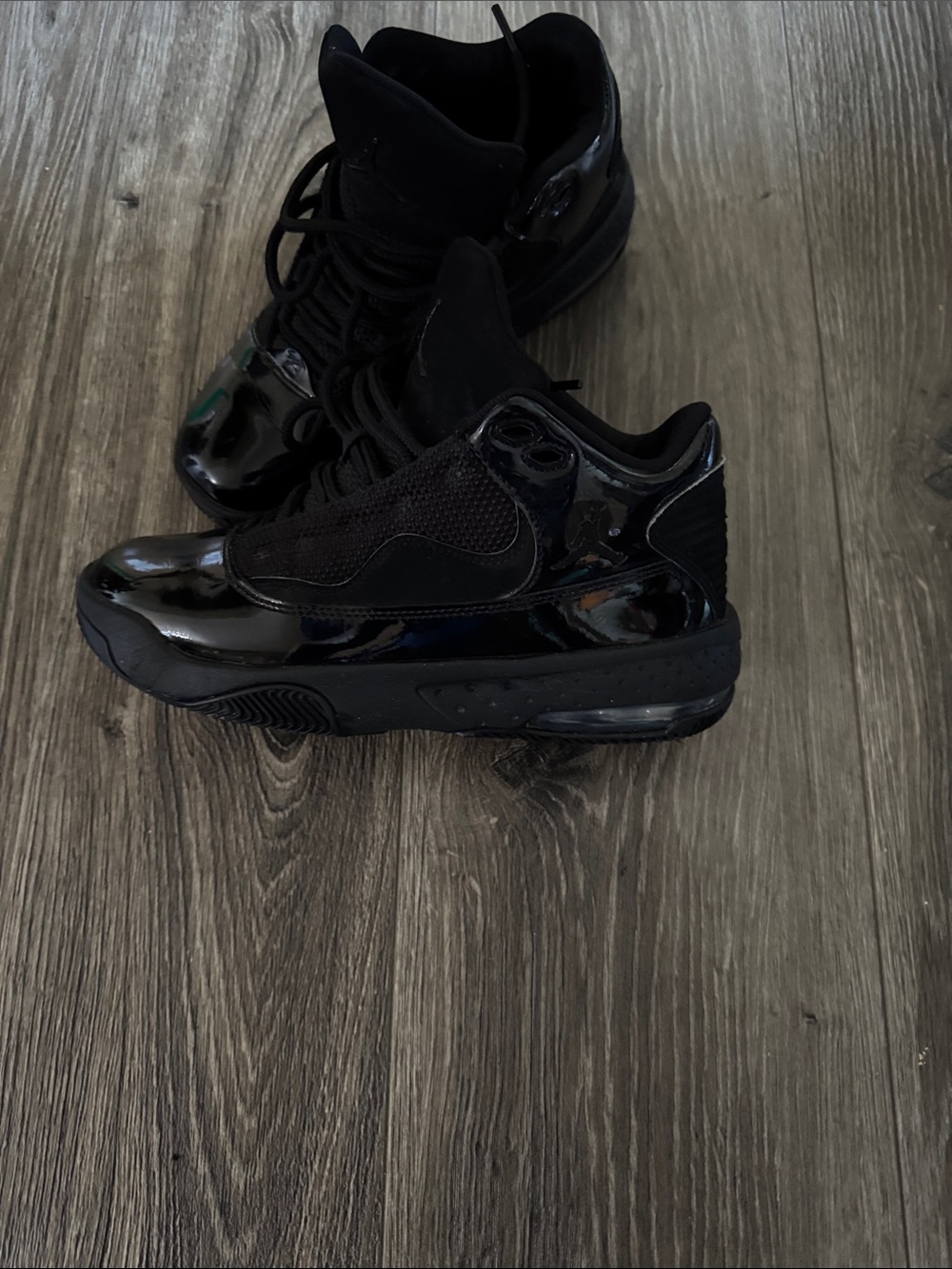 Jordan Men's Black High-Top Sneakers with Patent Toe
